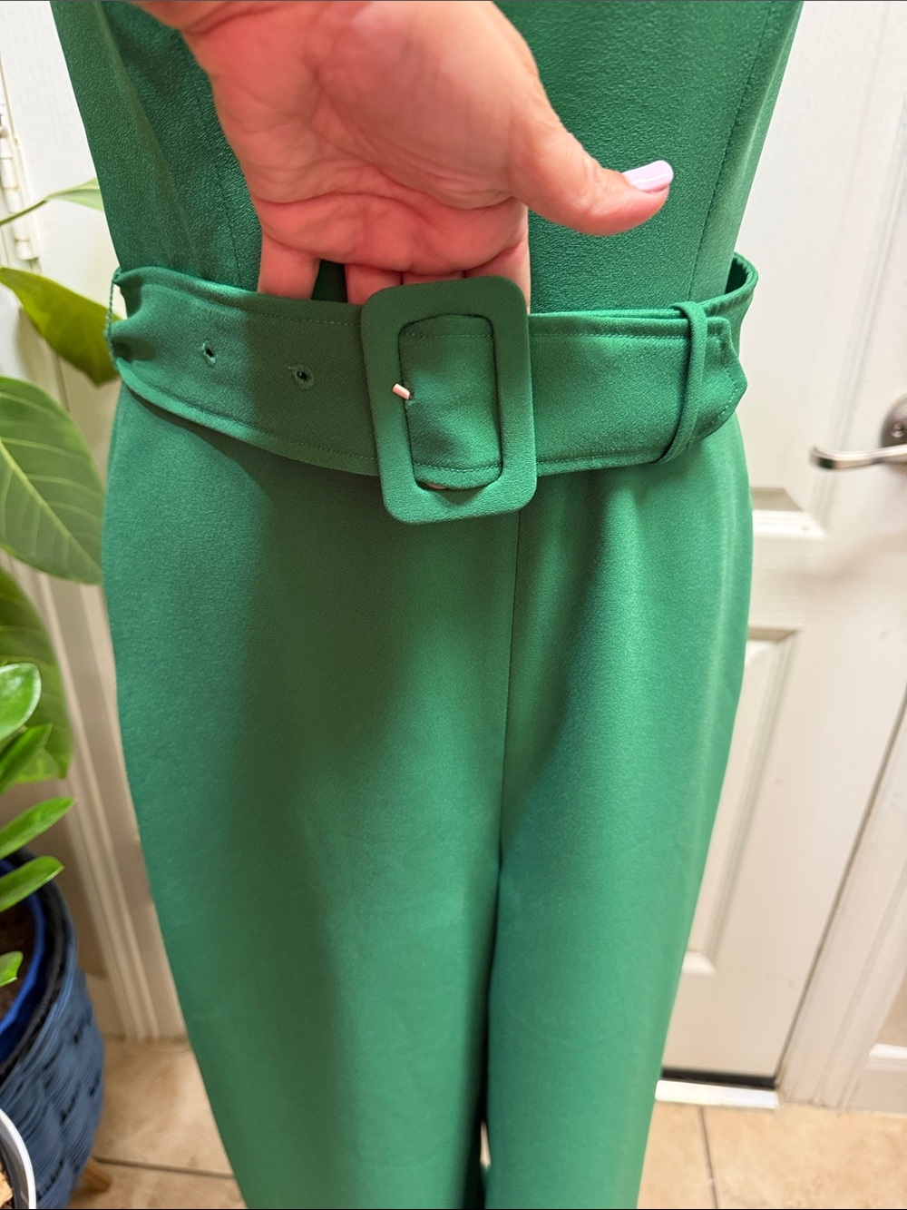 Banana Republic Emerald Green Belted Sleeveless Jumpsuit Size 4 - Picture 3 of 11